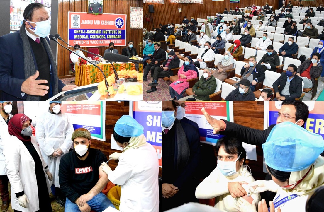 Advisor Bhatnagar kick starts Covid-19 vaccination in Kashmir