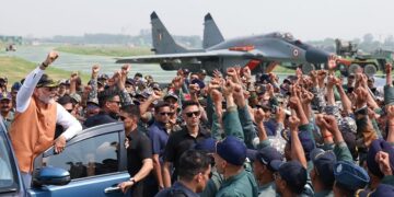 Prime Minister Shri Narendra Modi Interacts with the Brave Air Warriors and Soldiers at Adampur Air Force Station