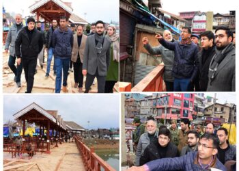 Div Com  Reviews Progress of Wooden Pedestrian Bridge at Amira Kadal