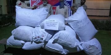Anantnag Police Seizes Largest Haul of Narcotics in a Single day. 166+ Kgs Ganja/Charas & ₹18,700 Recovered. 4 Big fishes detained. Probe Underway