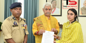 LG Manoj Sinha Hands Over Appointment Letter to Martyr SI Deepak Sharma’s Wife Under Rehabilitation Scheme.